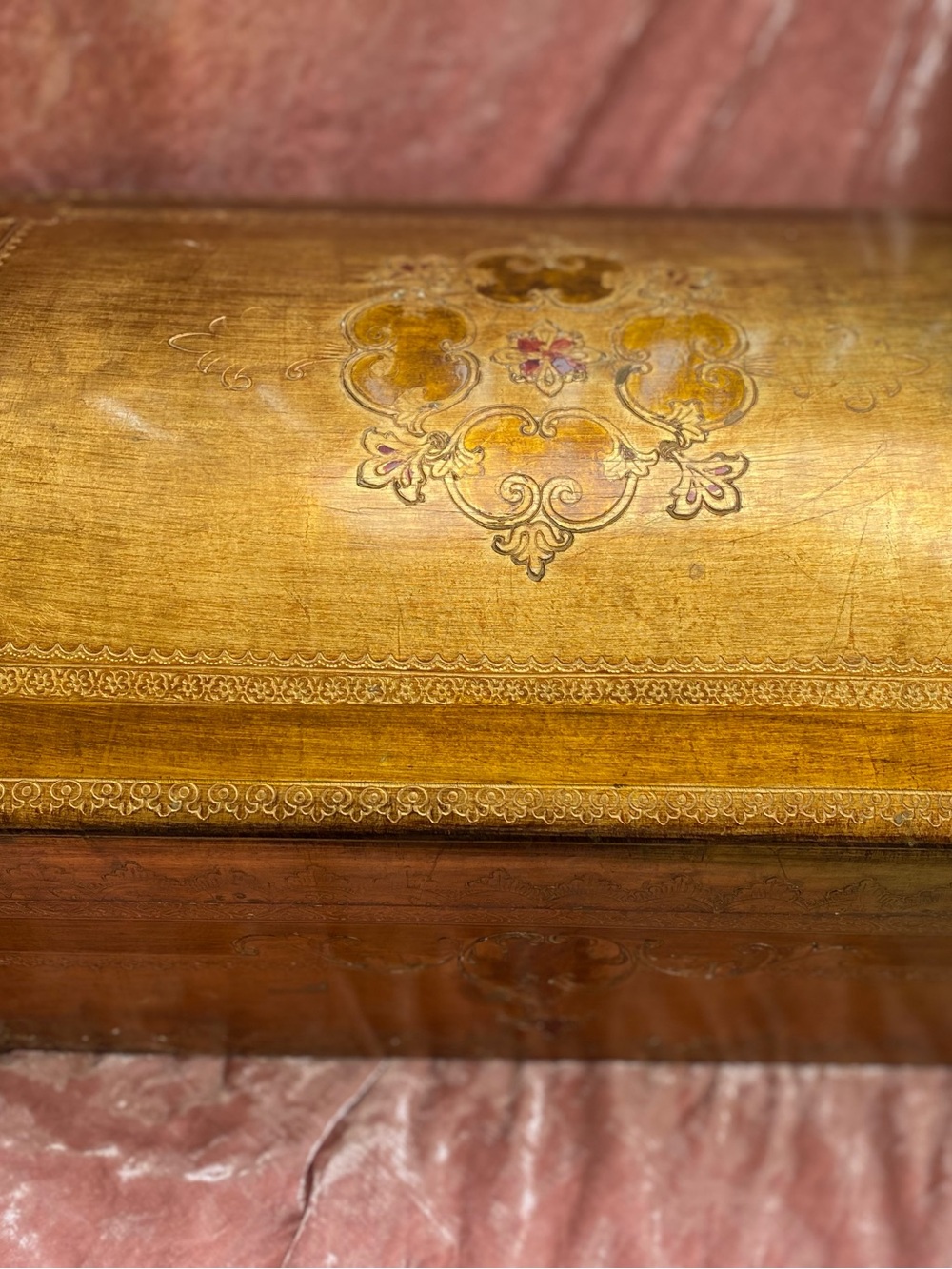 RARE Oversized Italian Florentine Gilt Wood Dome Treasure Box